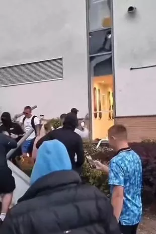 警方展开紧急搜查,寻找在骚乱中用砖头打警犬的暴徒